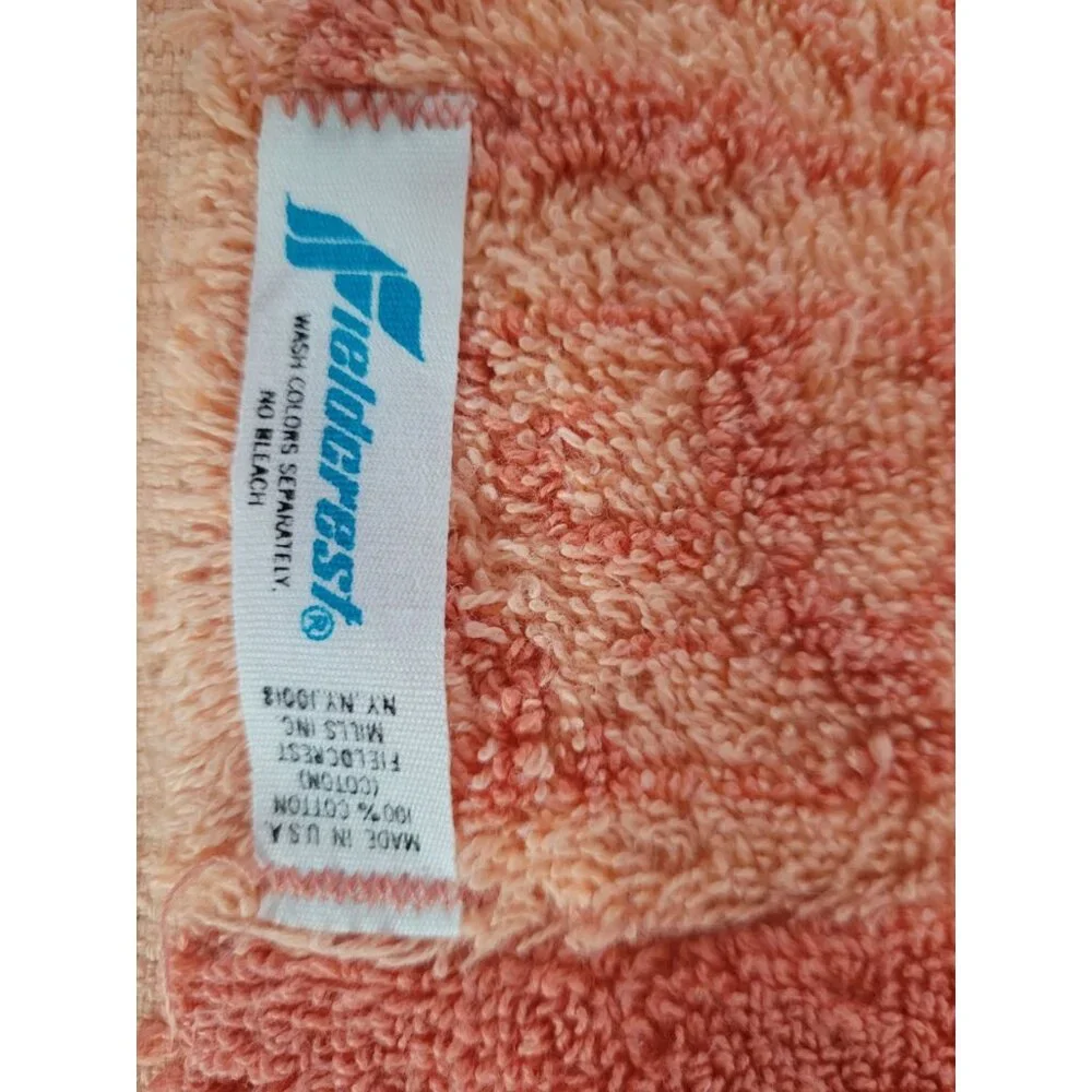 FIELDCREST Sculpted 4pc Set Bath Towels Hand Towels Orange Tangerine Vintage MCM